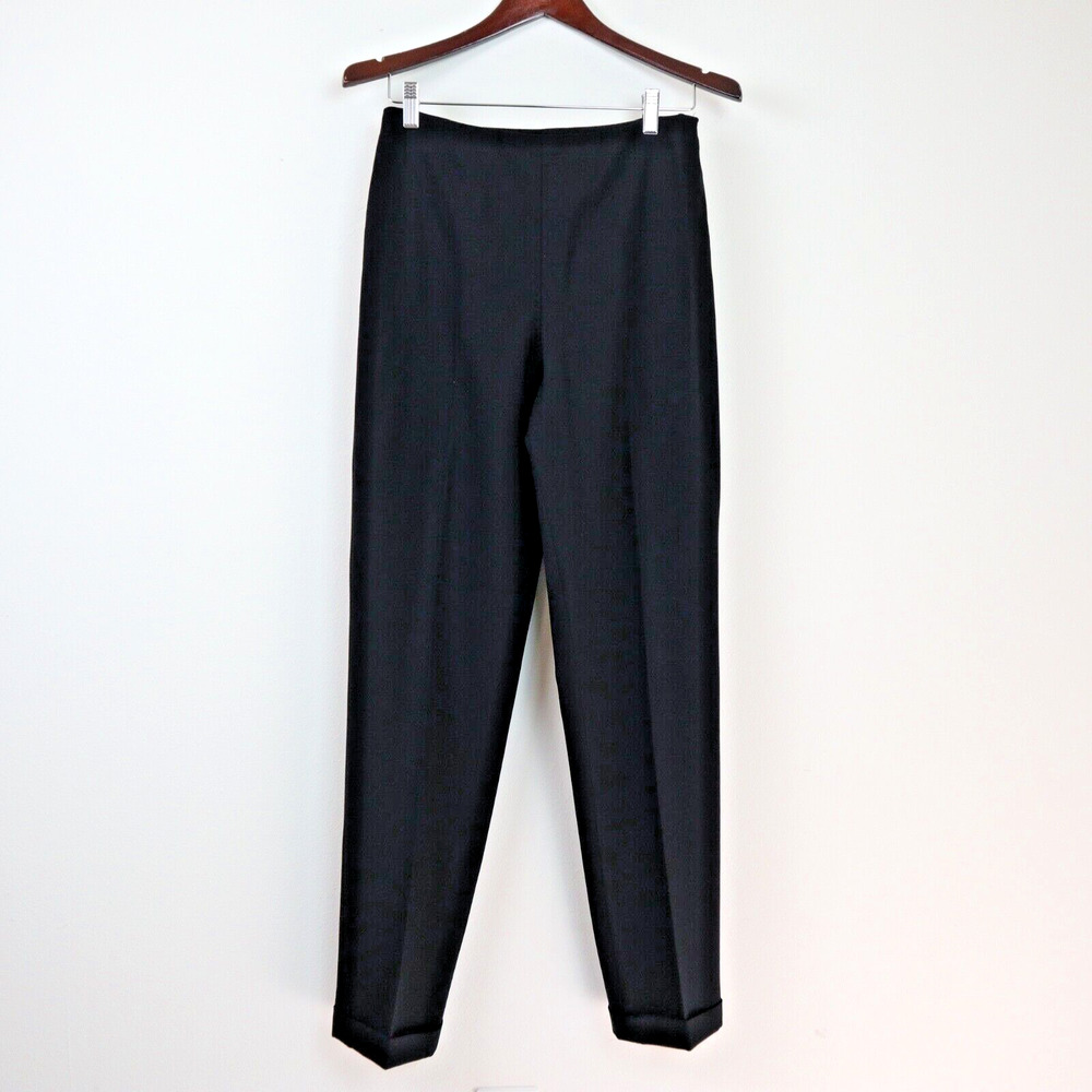 Vintage Ralph Lauren 1995 Collection Size 8 Wool Cuff Trousers Black - Picture 1 of 12